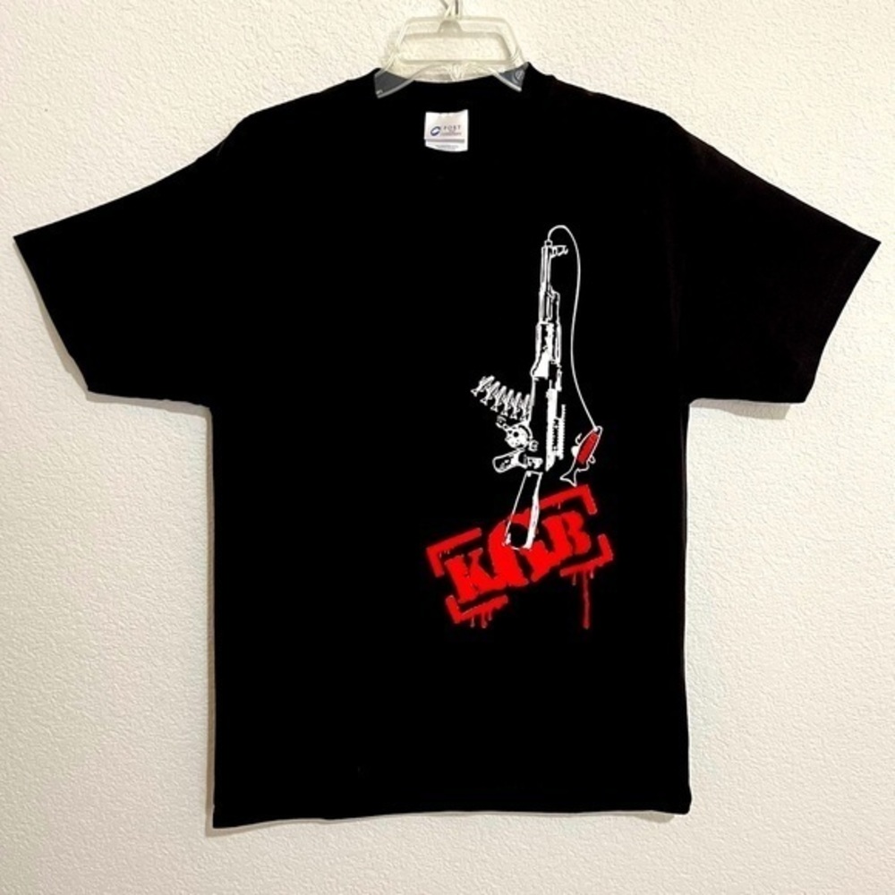 Katchin Giant Bass KGB Harpoon Black  Red Graphic Short Sleeve T Shirt Unisex XL